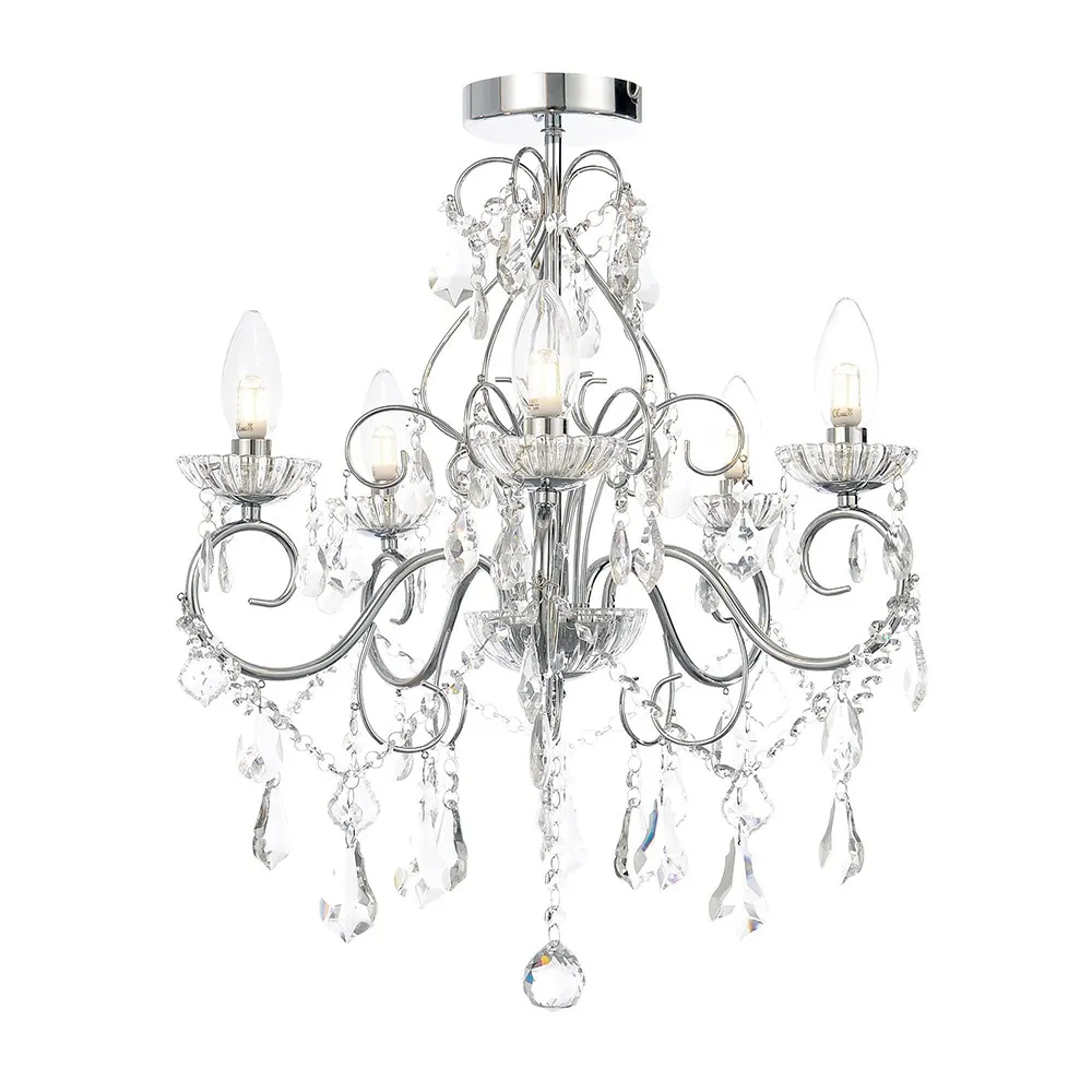Daphne 5 Light Bathroom Chandelier, Chrome