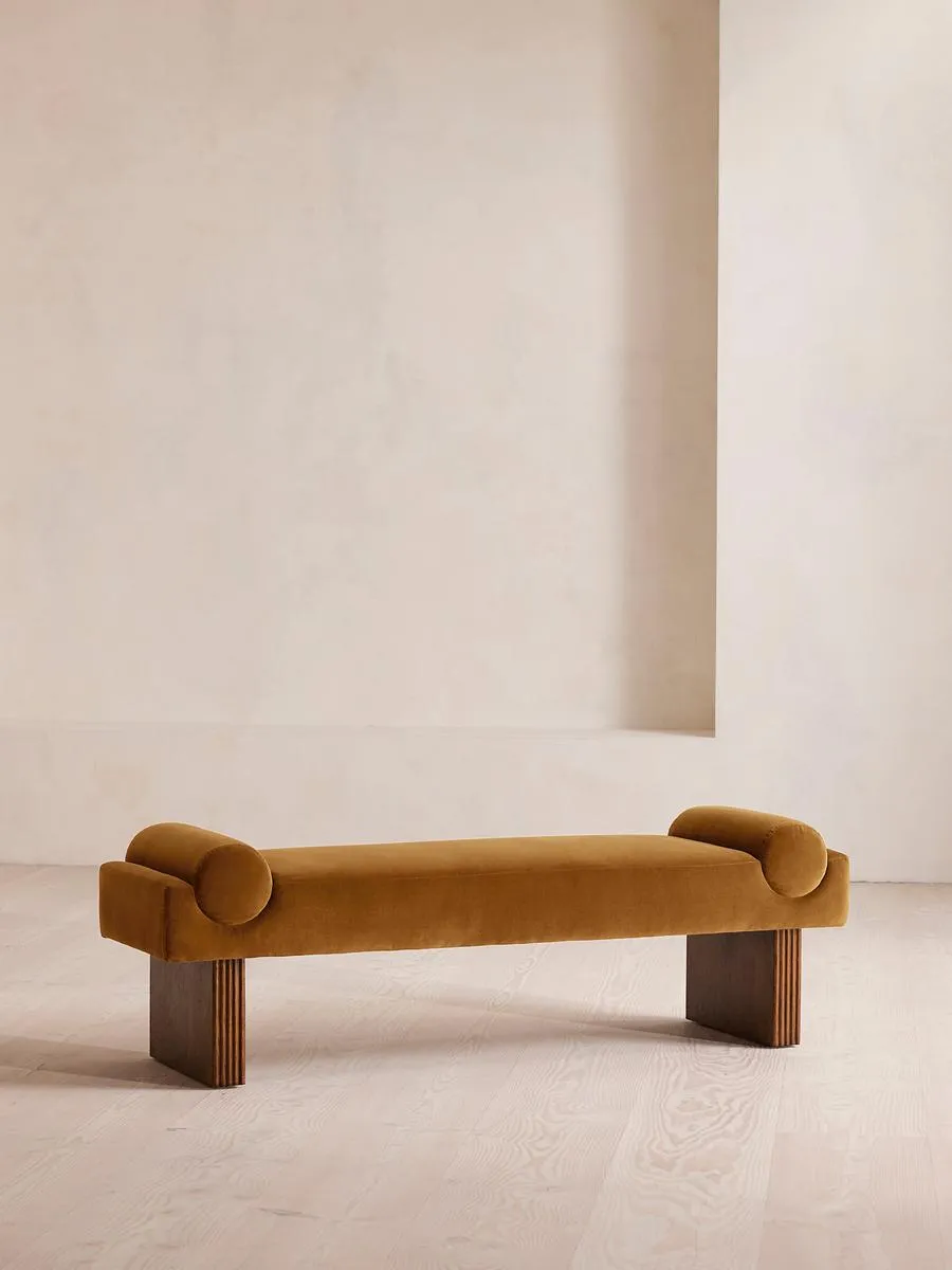 Esther Bench, Velvet, Mustard