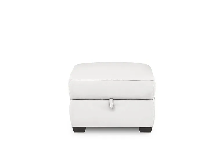 Brescia Leather Storage Footstool - BV Star White