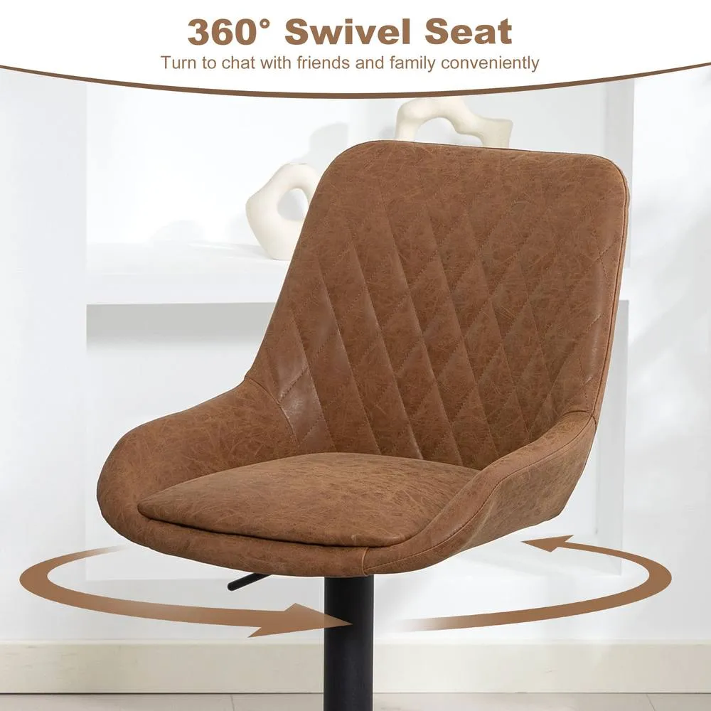 HOMCOM Bar Stools Set of 2, Adjustable Bar Chairs 360 Degree Swivel in Tan 6