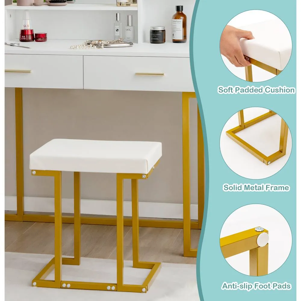 Costway Vanity Set with Large Mirror Makeup Table - White 4