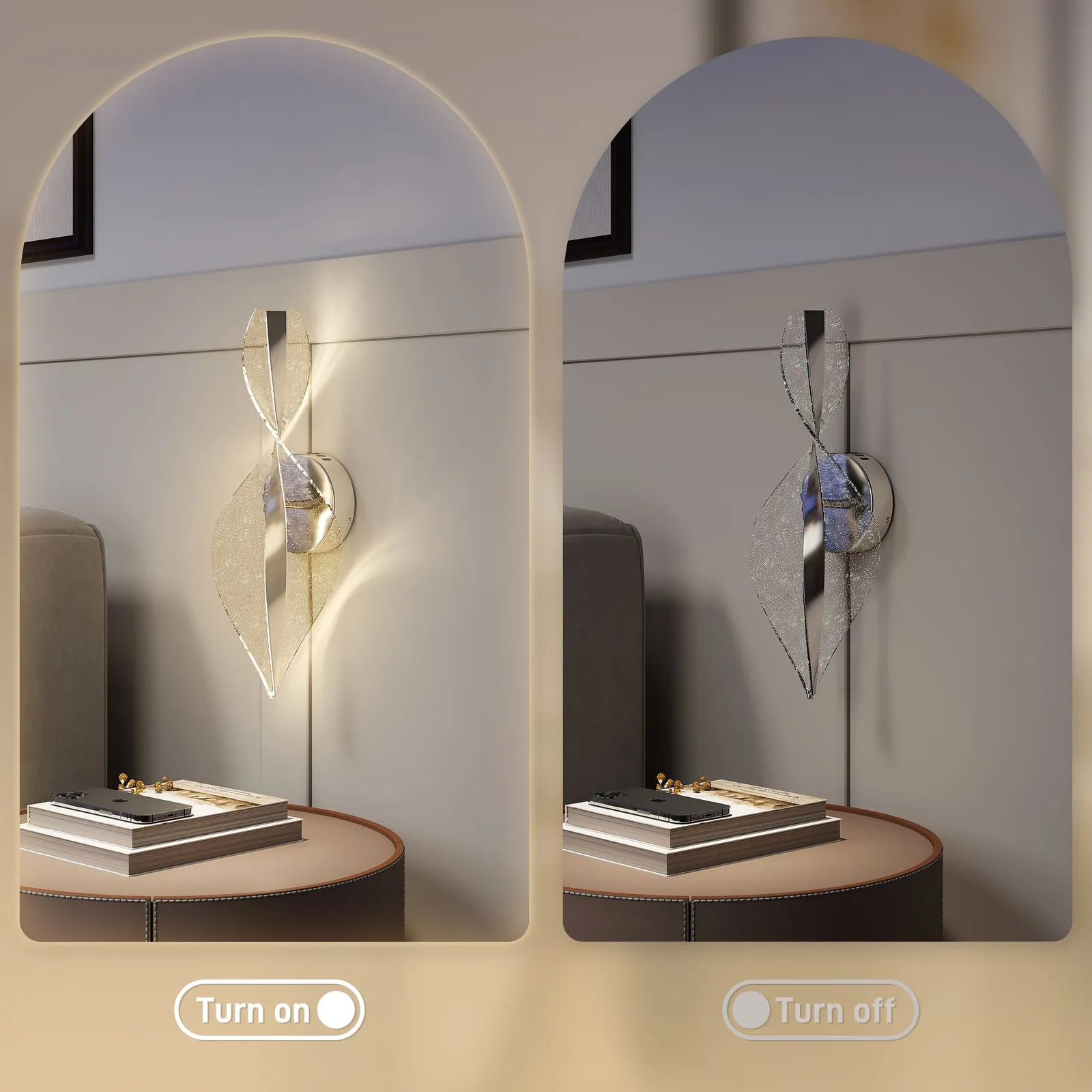 HOMCOM Led Wall Lamp 2 Pack, Modern Indoor Spiral Wall Light in Silver 5