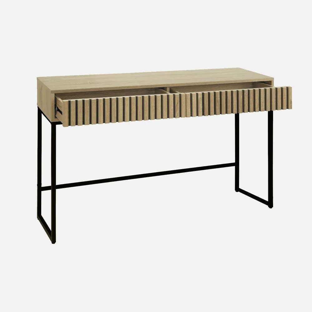 sweeek 120cm Contemporary Console In Grooved Wood Effect in Light Brown 3
