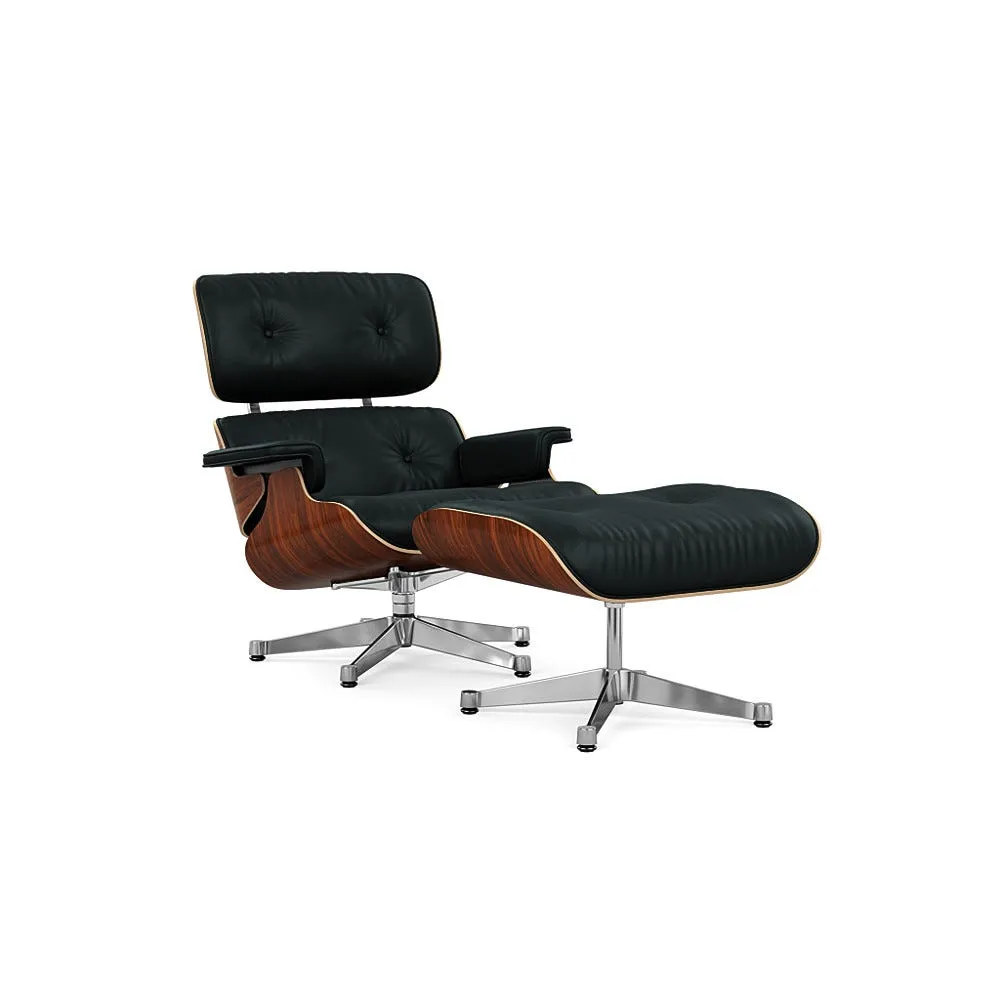 Vitra Eames Lounge Chair & Ottoman Santos Palisander Clas. L50 66 Nero Polished Base 05 1