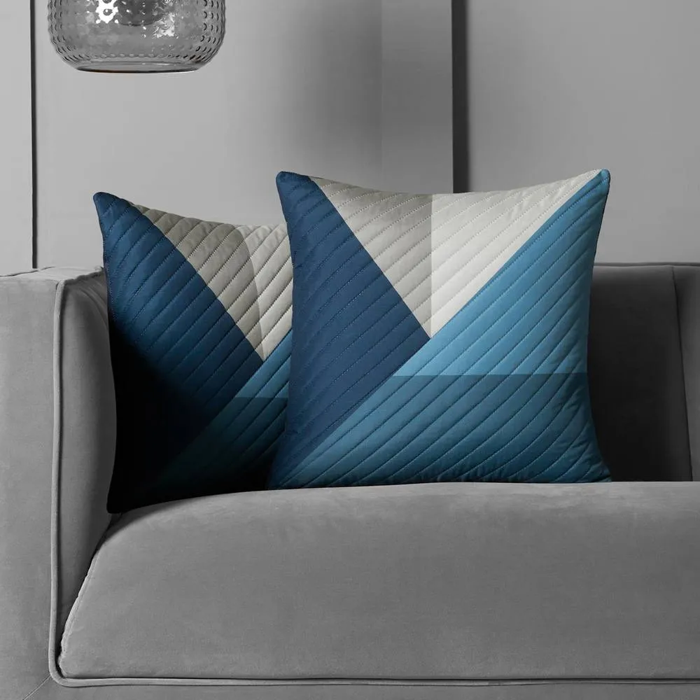 OHS 2 Pack Geometric Pinsonic Cushion Covers - 45 x 45cm in Dark Navy