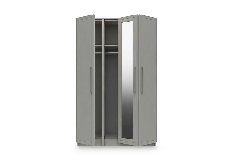Bexley 3 Door Bifold Wardrobe with Mirror Door - Light Grey