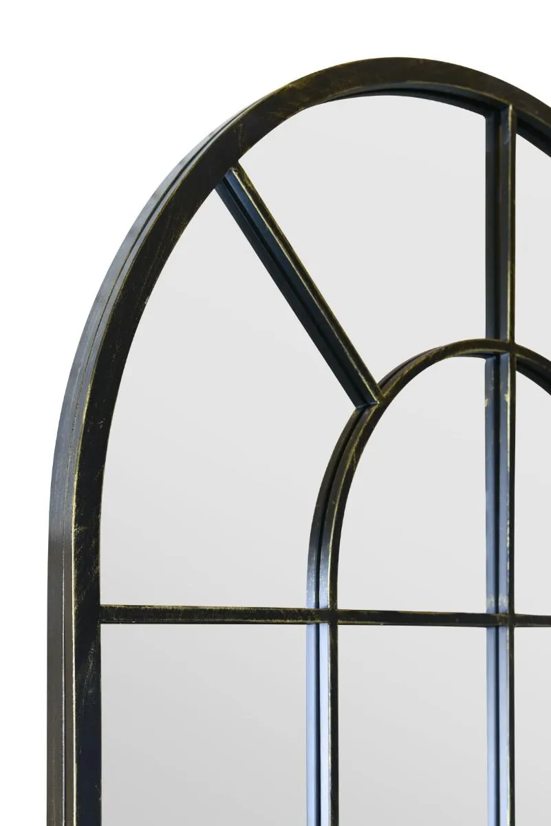MirrorOutlet Antique Black Framed Arched Window Garden Mirror 71"x33.5" 180x85CM 5