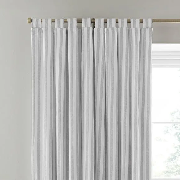 Durham Textured Stripe 100% Cotton Tab Top Curtains 1