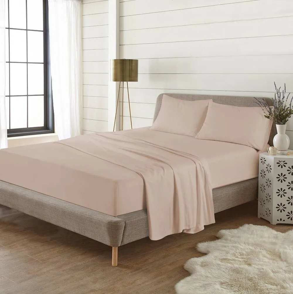 Homes-Linen Plain Thermal Flannelette Flat Sheet 100% Brushed Cotton Bedding in Beige