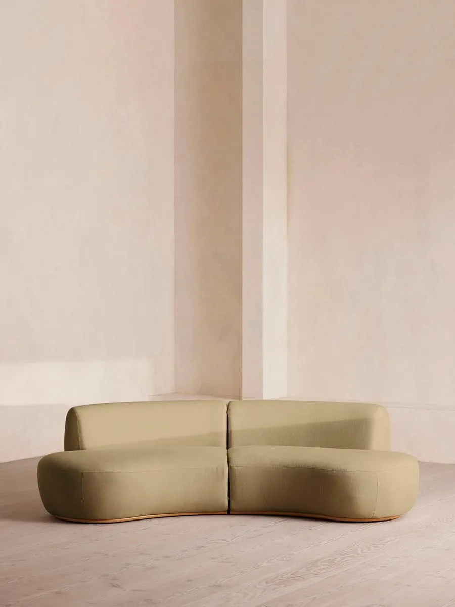 Aline Serpentine Modular Sofa, Three Seater, Linen, Wheat
