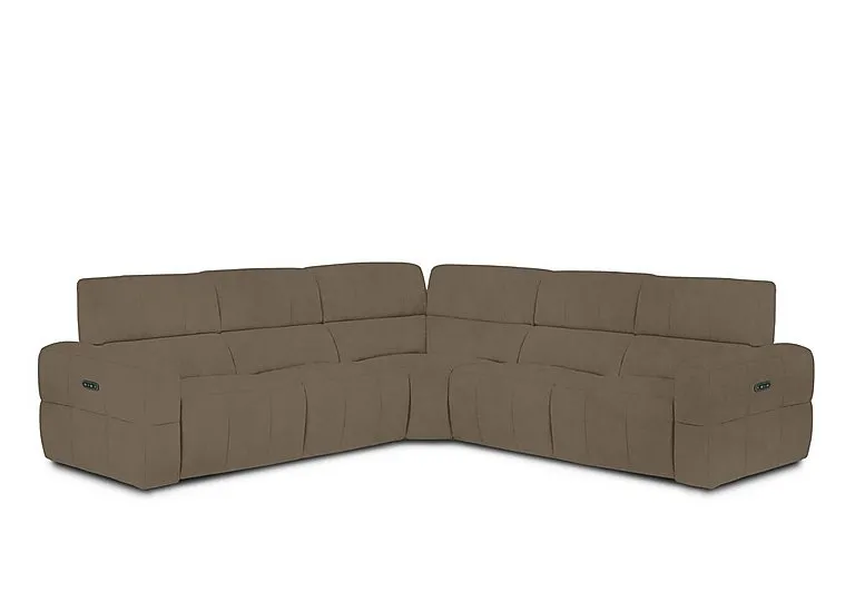 Cube Fabric Large Power Recliner Corner Sofa with Power Headrests - Opulence Cedar