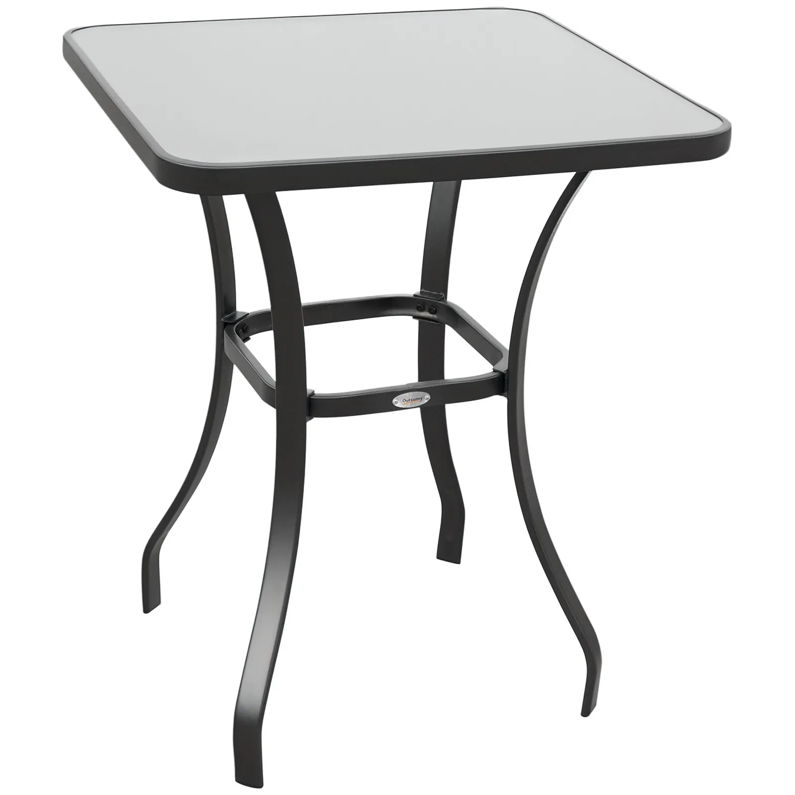 OUTSUNNY Garden Bar Table Bistro Square Glass Dining Kitchen Breakfast Pub in Black 2