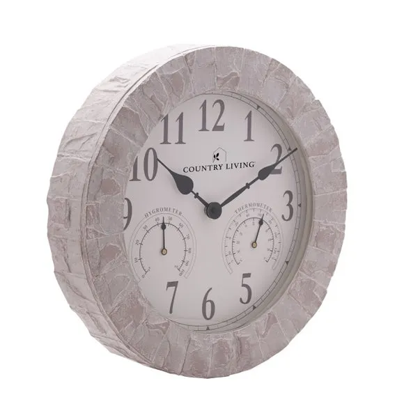 Country Living Stone Effect Indoor Outdoor Wall Clock 2
