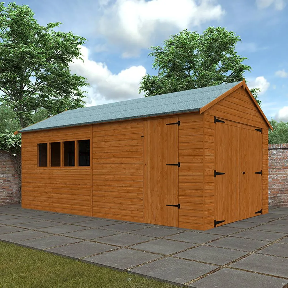 Buttercup Farm 18 x 10 Feet Garage 12mm Shed - Solid Wood/Softwood/Pine in Burnt Orange 4