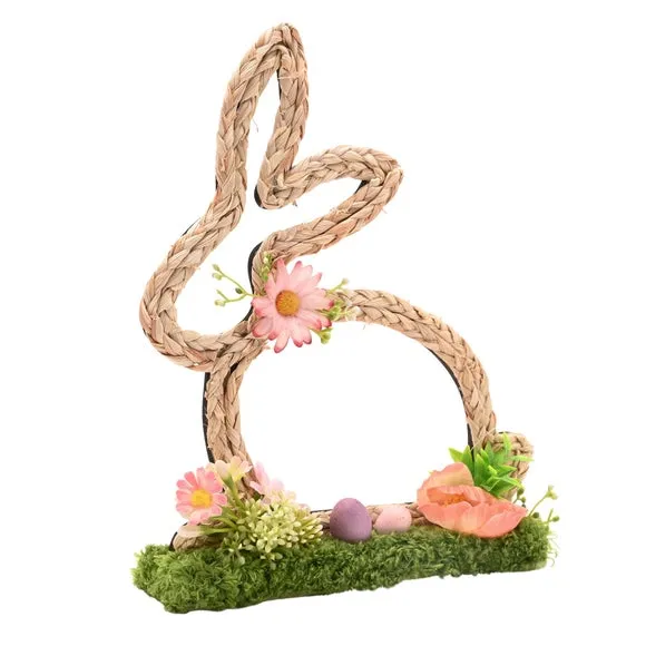 Eggstraordinary Gift Co. Faux Flower Easter Sitting Bunny with Eggs Decoration 2