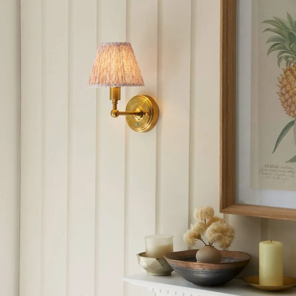 Netlighting Burley Rechargeable Wall Light Peach Fabric Leaf Shade 16cm 2