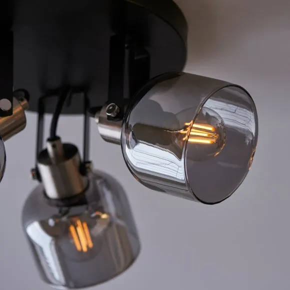Palazzo Smoked Glass 3 Light Semi Flush Spotlight 6