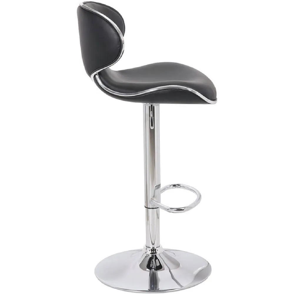 netfurniture Dove Black Kitchen Bar Stool Padded Back Height Adjustable 2