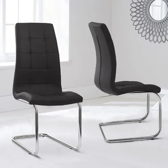 Liesma PP Black Dining Chairs With Hoop Leg In Pair