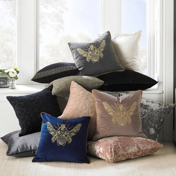 Paoletti Cerana Blue Bee Velvet Cushion 5