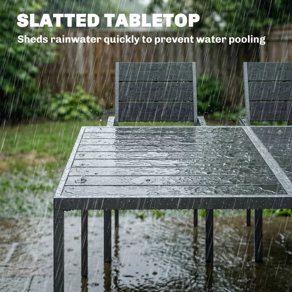 OUTSUNNY 7 Pieces Outdoor Dining Set, Garden Table & Chairs Set, Black 6