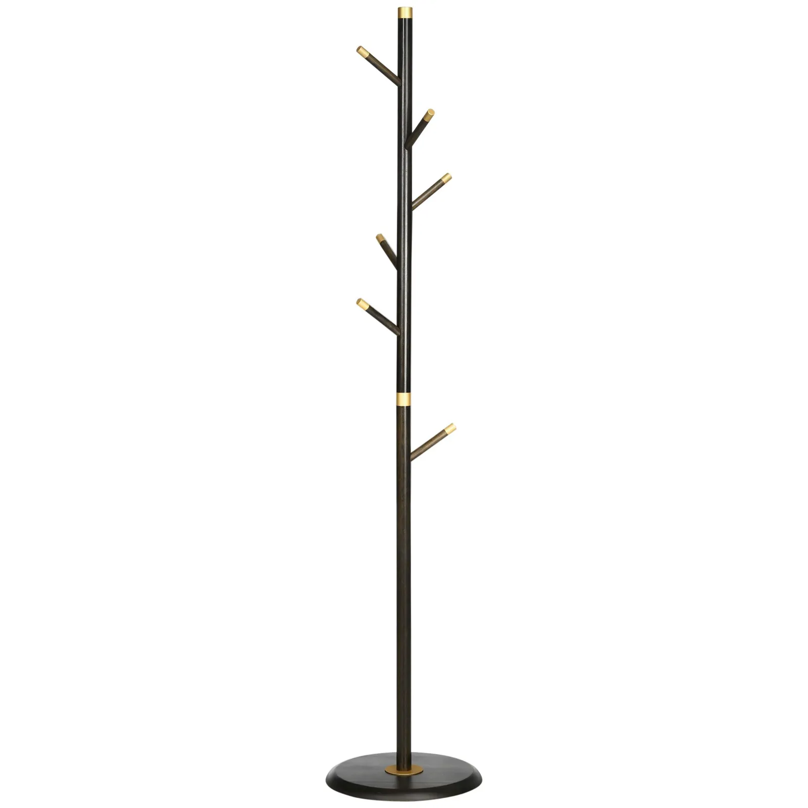 HOMCOM Freestanding Coat Rack Stand Coat Hanger with 6 Hooks in Brown 2