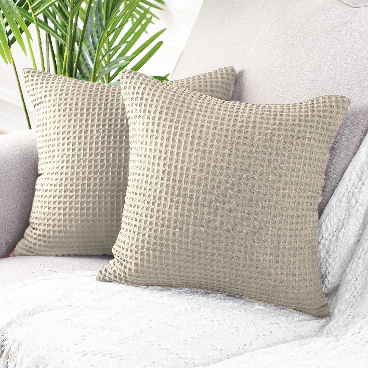 Allure Bath Fashions Hotel Waffle Cushion Covers Two Pack in Taupe
