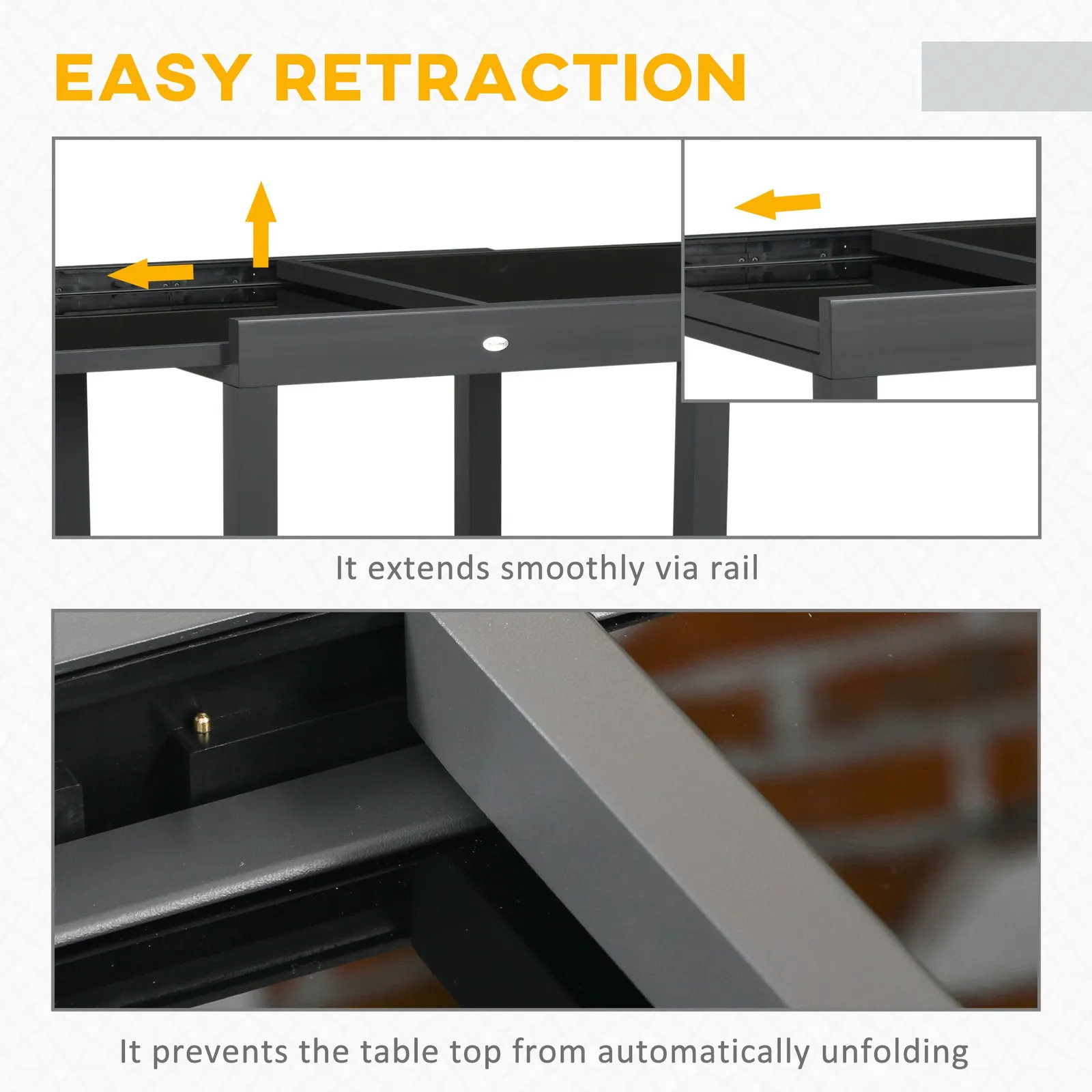 OUTSUNNY Extendable Outdoor Dining Table Patio Table in Black 5