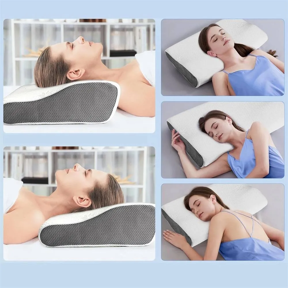 Nordara Butterfly Memory Foam Neck Pillow Slow Rebound Side Sleeper Support in White