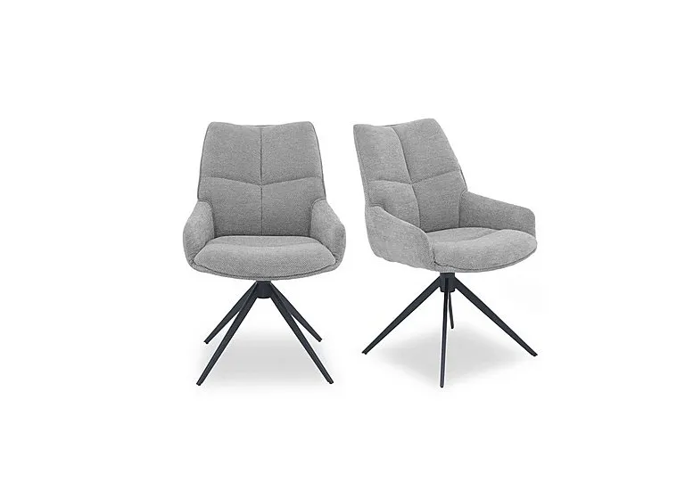 Kiara Pair of Fabric Swivel Dining Chairs - Taupe