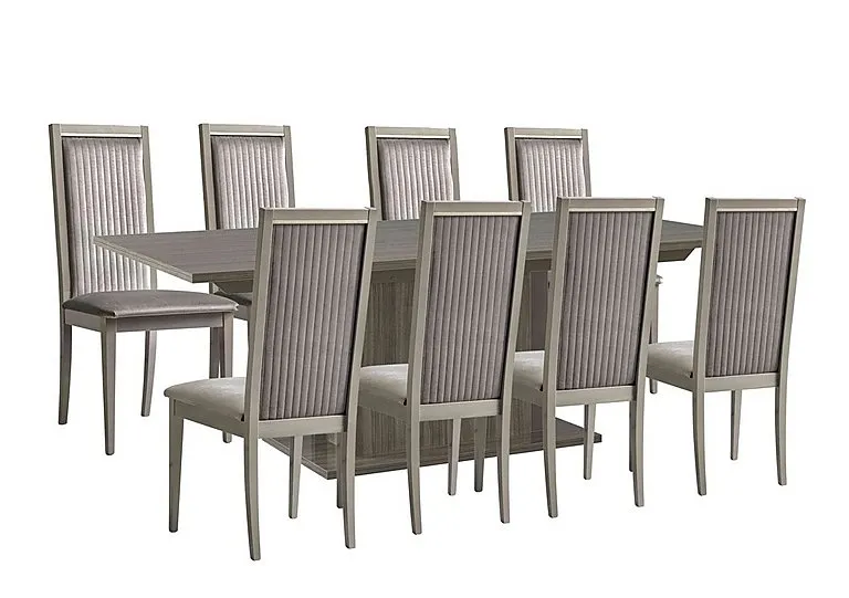 Venezia 160 cm Extending Dining Table and 8 Panelled Fabric Chairs Set - Grey