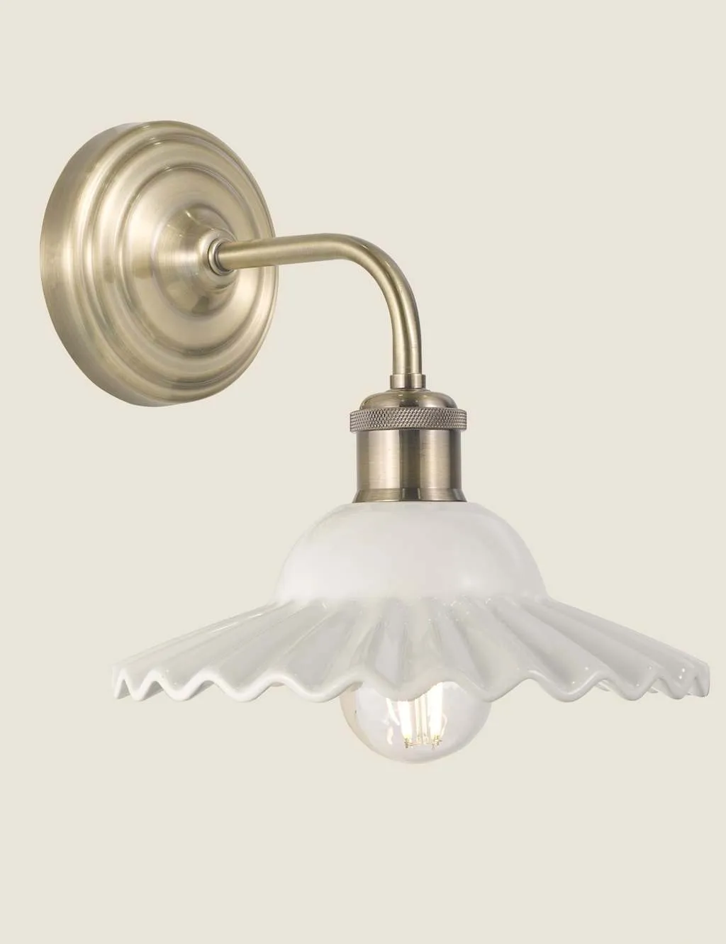 Laura Ashley Beca Ceramic & Metal Wall Light Antique Brass