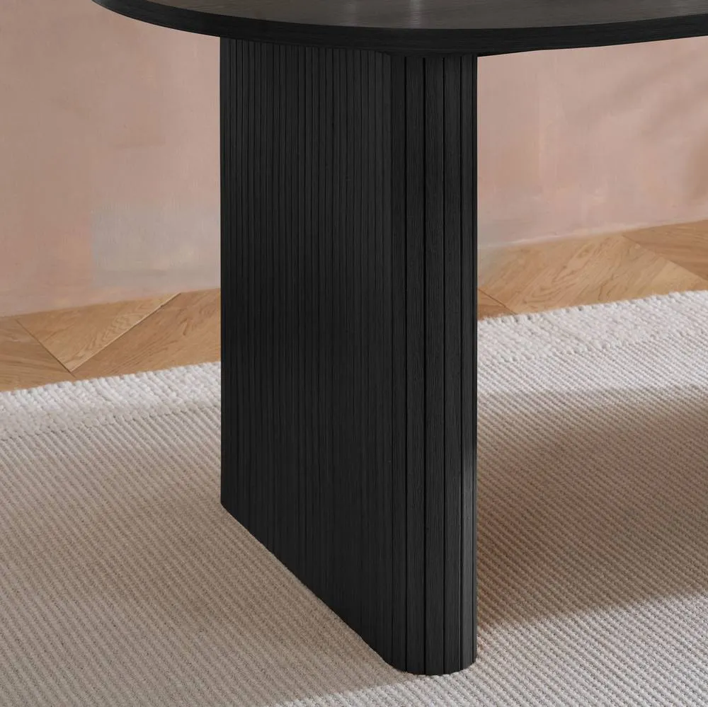 Birlea Black Oval Fluted Dining Table Axel 4