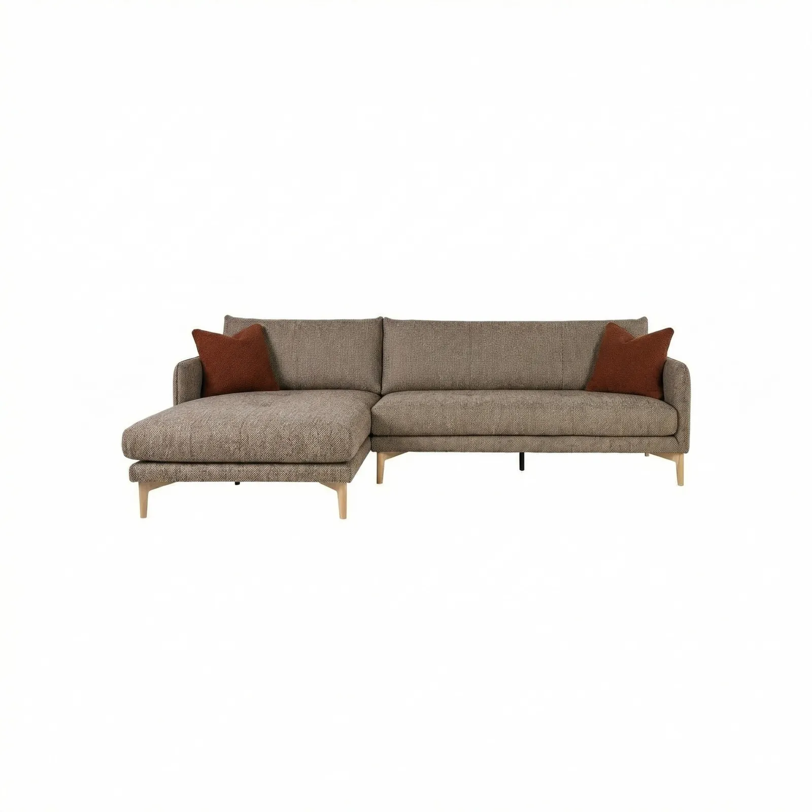 Ercol Aosta Medium Chaise Left Corner Sofa, Brown Fabric | Barker & Stonehouse 2