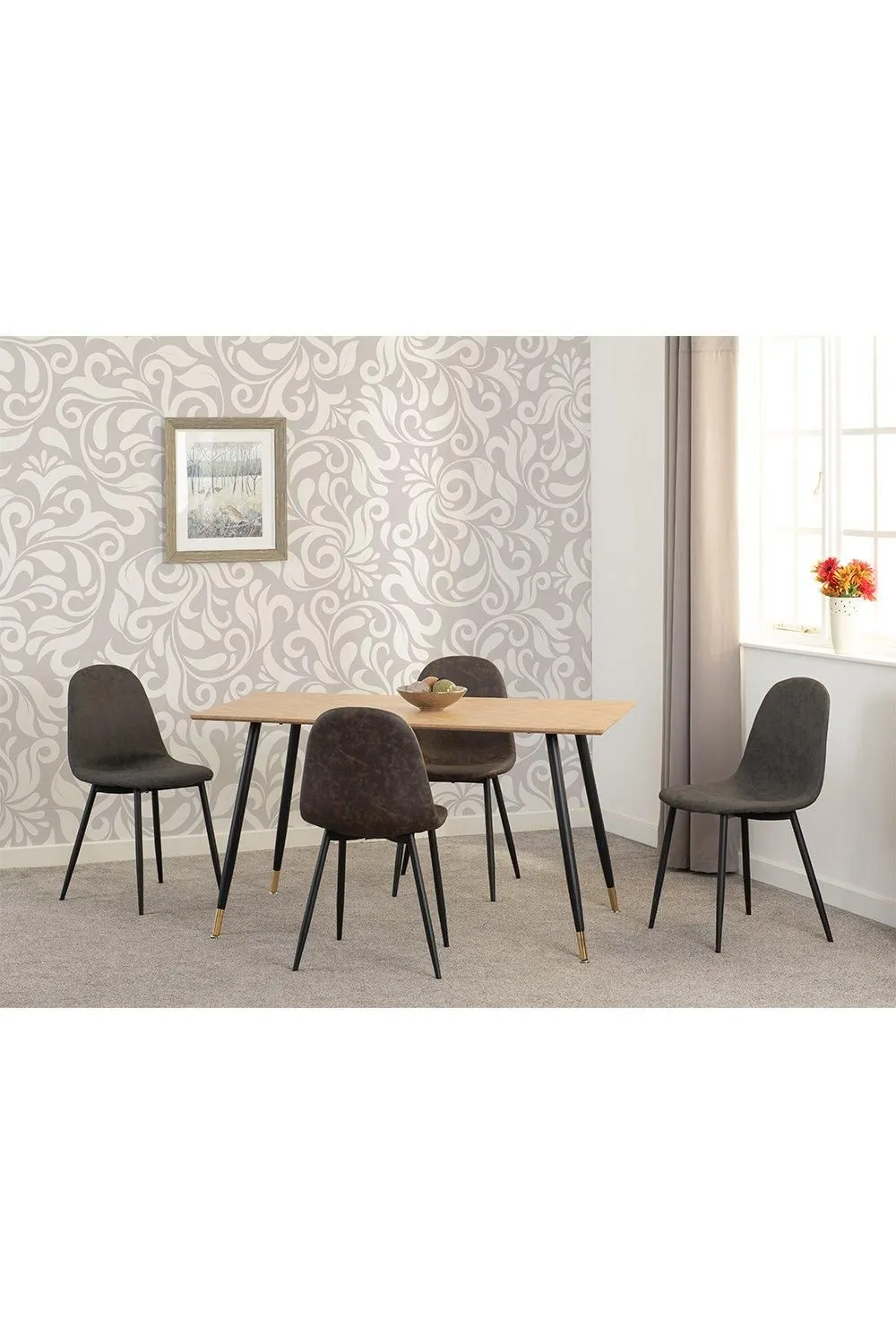 Seconique Hamilton Medium Dining Set with Athens Chairs in Brown 1
