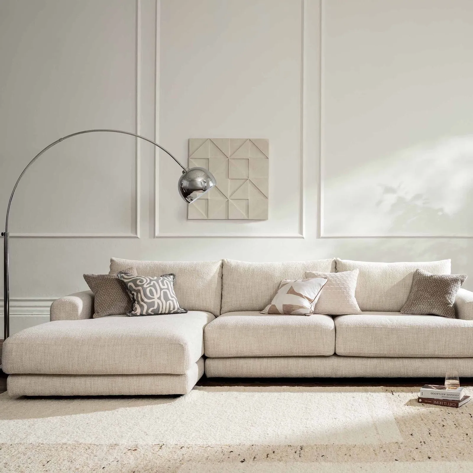 Lomax Large Chaise Modular Sofa Lhf, Neutral Fabric | Barker & Stonehouse 2