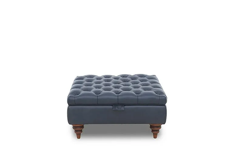 Columbus Leather Large Storage Footstool with Wooden Feet