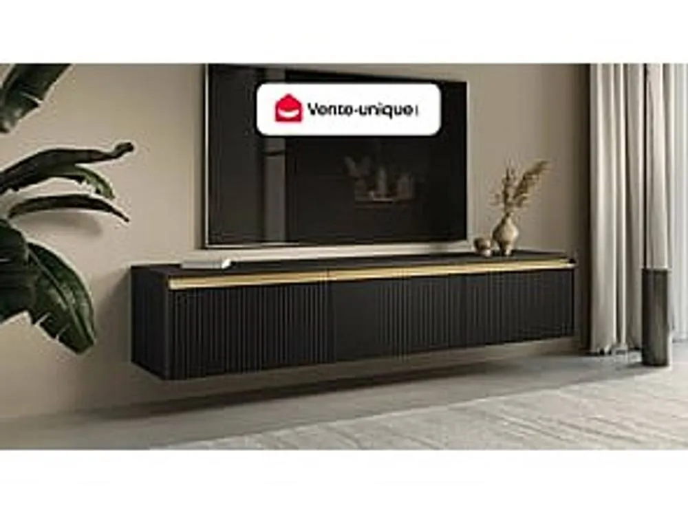Vente-unique Wall - Mounted Or Freestanding TV Unit With 3 Doors In MDF - Black and 4