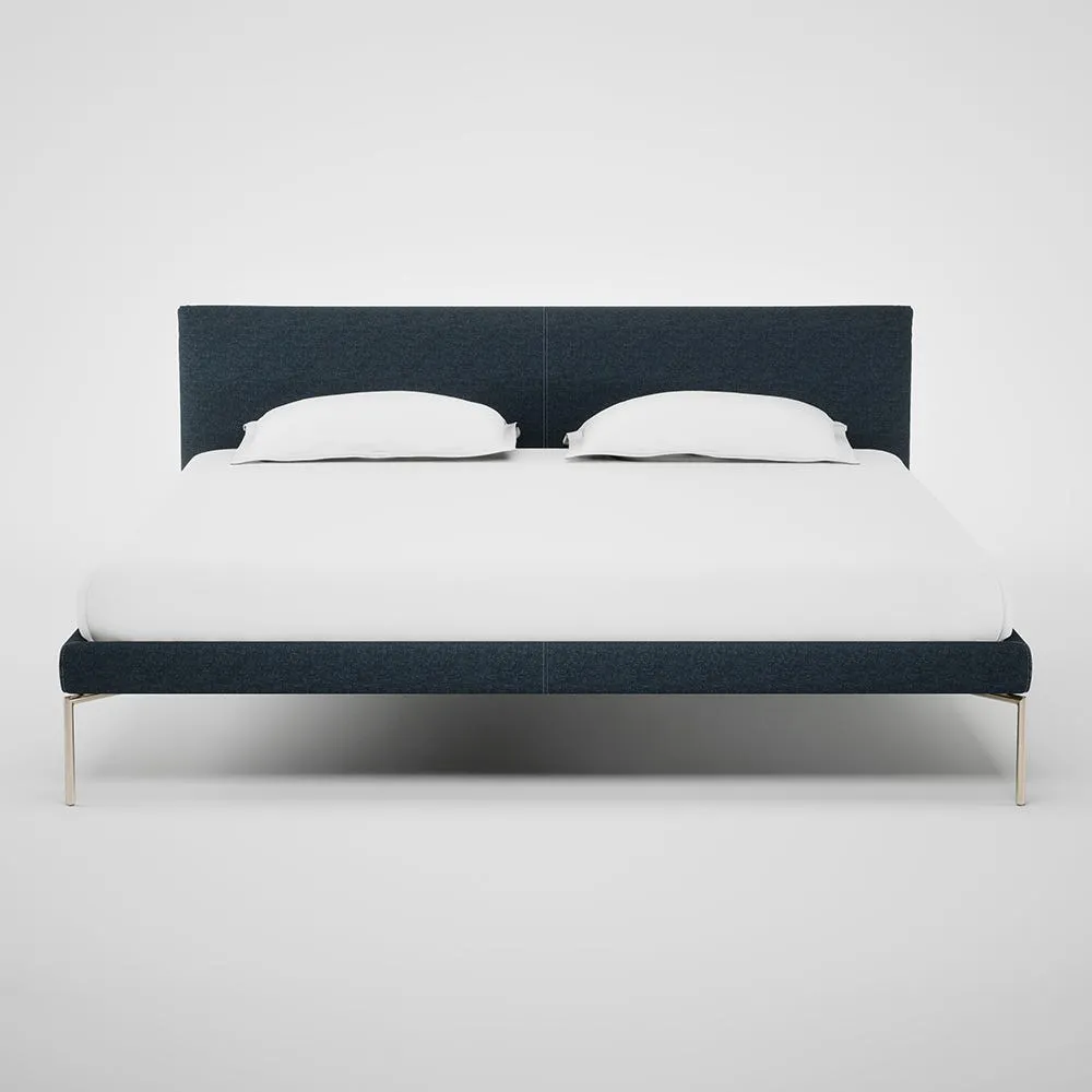 Heal's Matera Bed Super King Siena Cotton Deep Sea Stainless Steel Foot