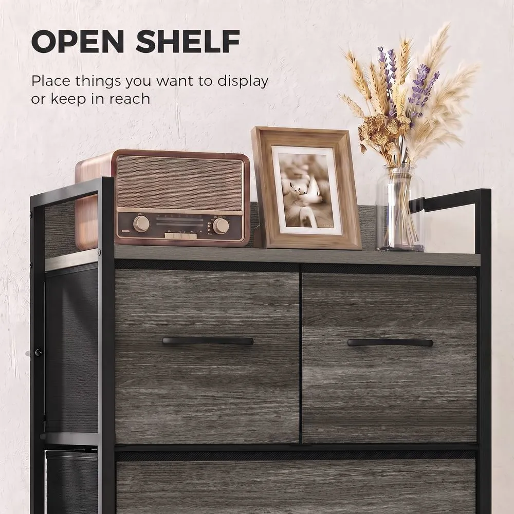 HOMCOM Bedroom Chest of Drawers 4 Drawer Dresser with Shelf, Grey 5