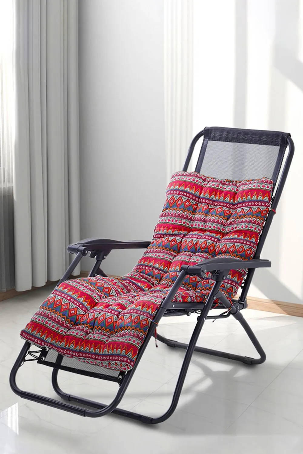 Living and Home 170cm L x 48cm W Ethnic Print Tufted Lounge Cushion in Red