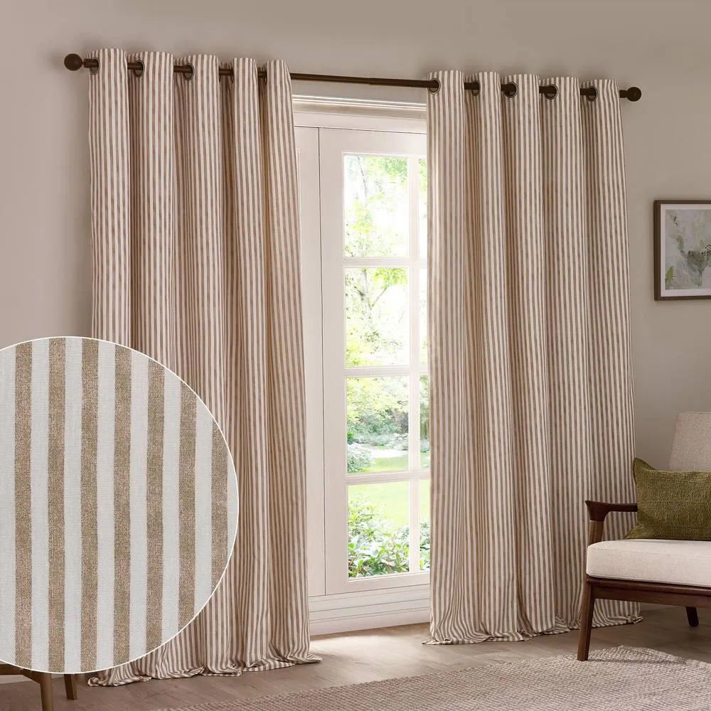 Yard Hebden 100% Cotton Blackout Eyelet Curtain Pair in Natural 1