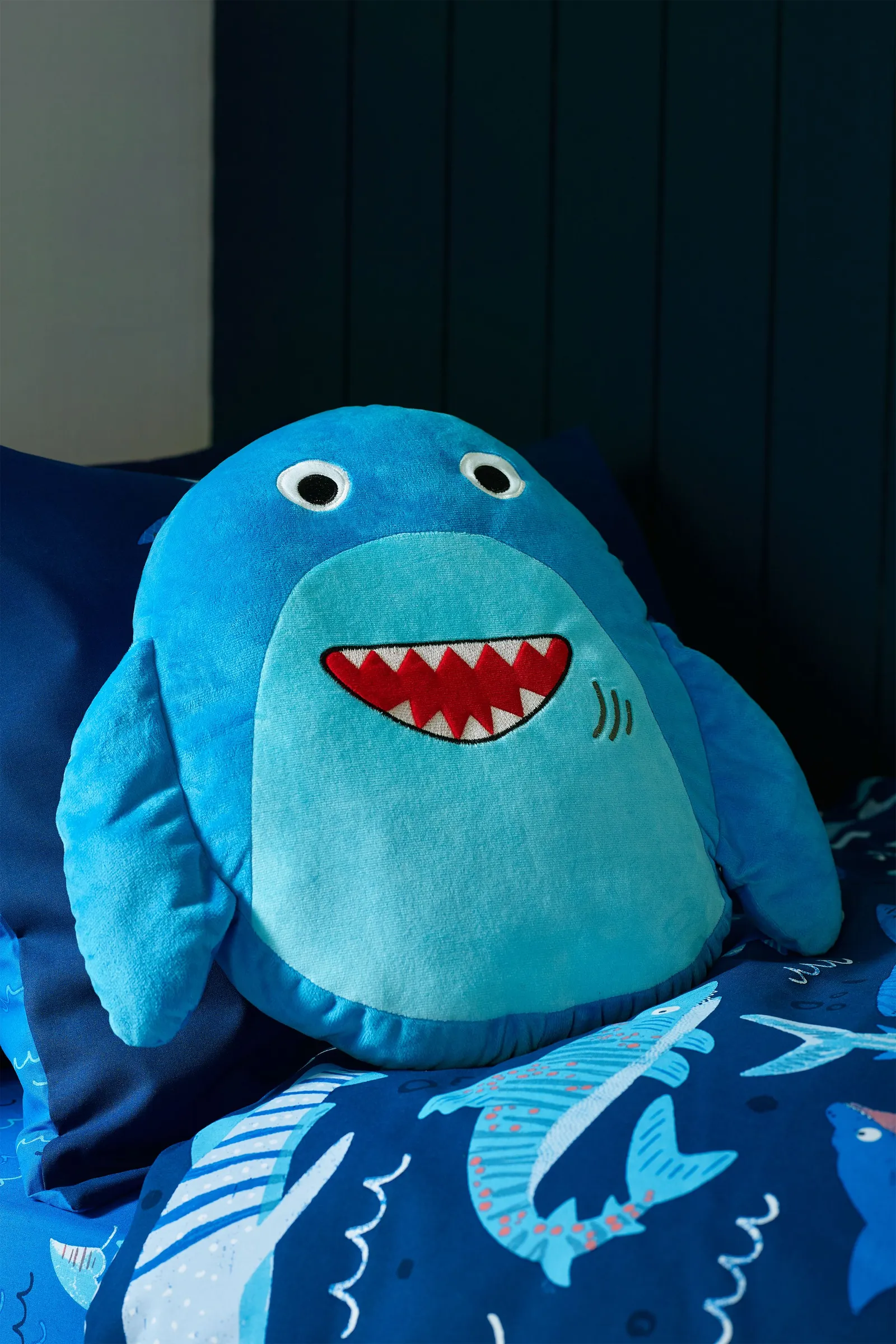 Catherine Lansfield 'Sheldon the Shark' 3D Shaped Cushion in Navy