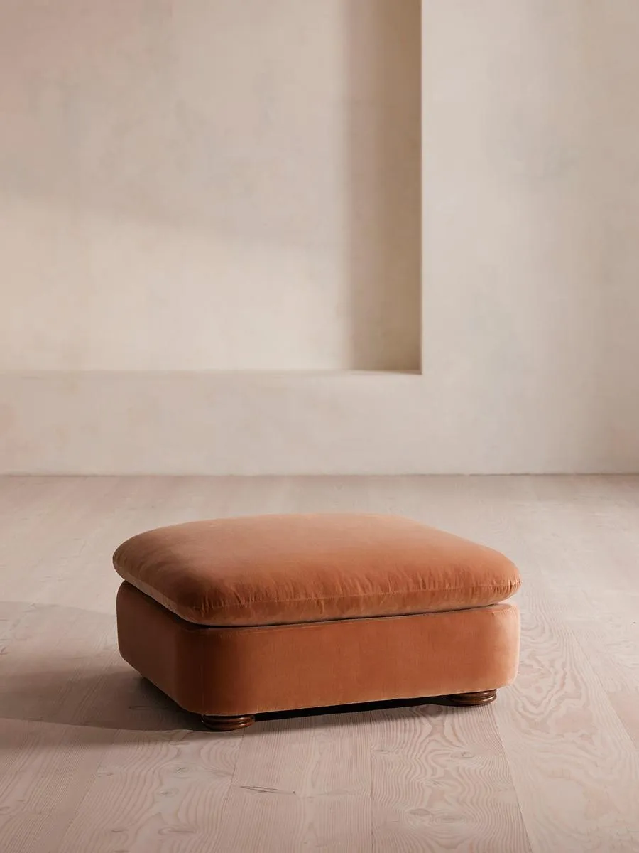 Rava Ottoman, Velvet, Antique Rose