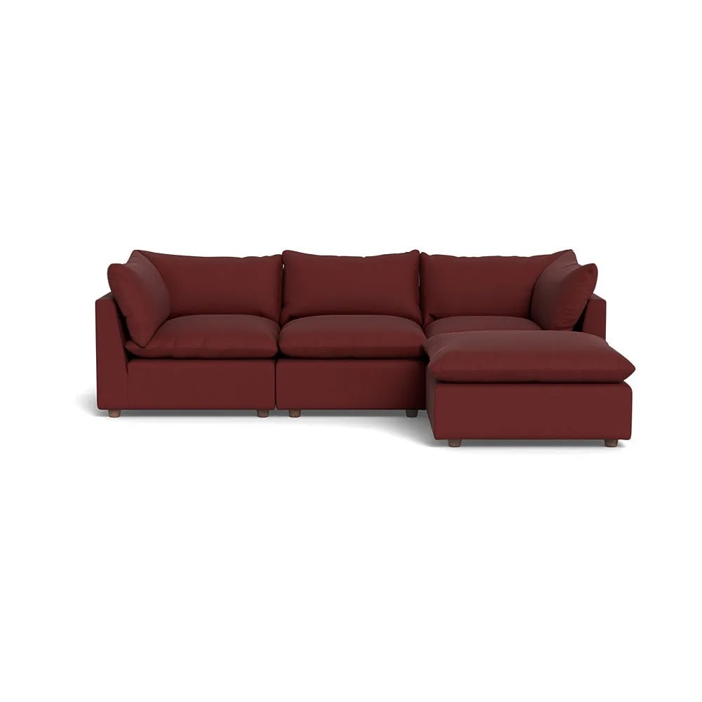 Heal's Astrid Right Hand Facing Corner Sofa Capelo Linen-Cotton Etruscan Red Walnut Stained Beech Feet 1
