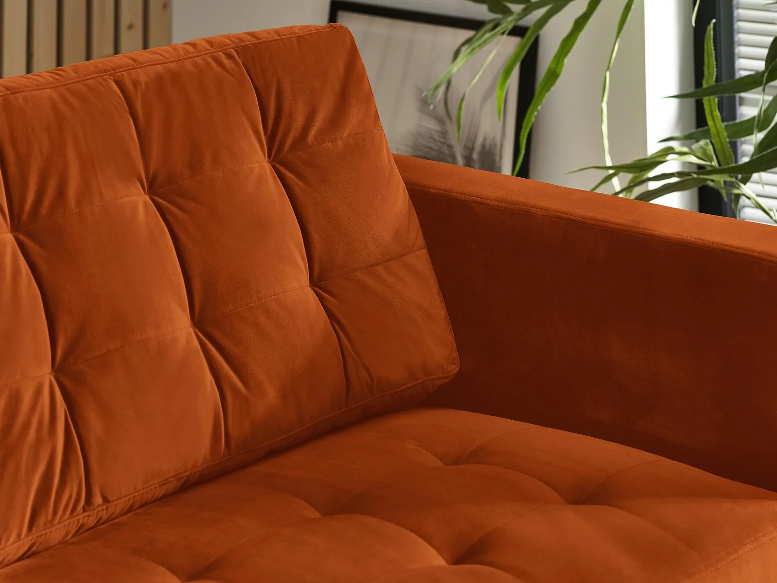 FurnitureboxUK Jade 3-Seater Soft Touch Velvet Sofa With Solid Wood Frame in Burnt Orange 3