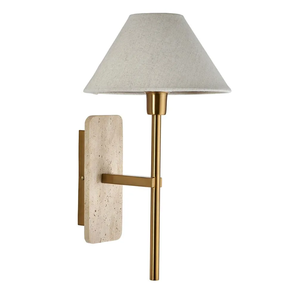 Netlighting Faro Wall Lamp Shade Travertine & Vintage Brass Linen E14 in Beige 6