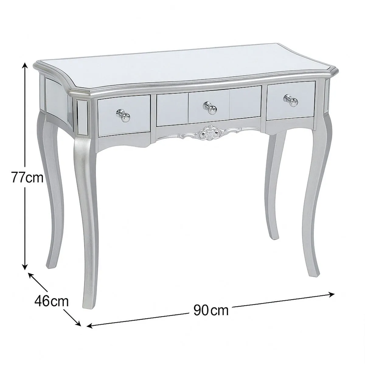 Melody Maison Mirrored Dressing Table - Tiffany Range in Silver 6