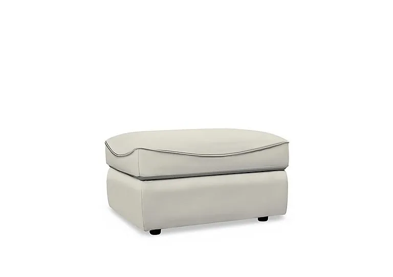 Amesbury Leather Footstool - Oxford Light Grey