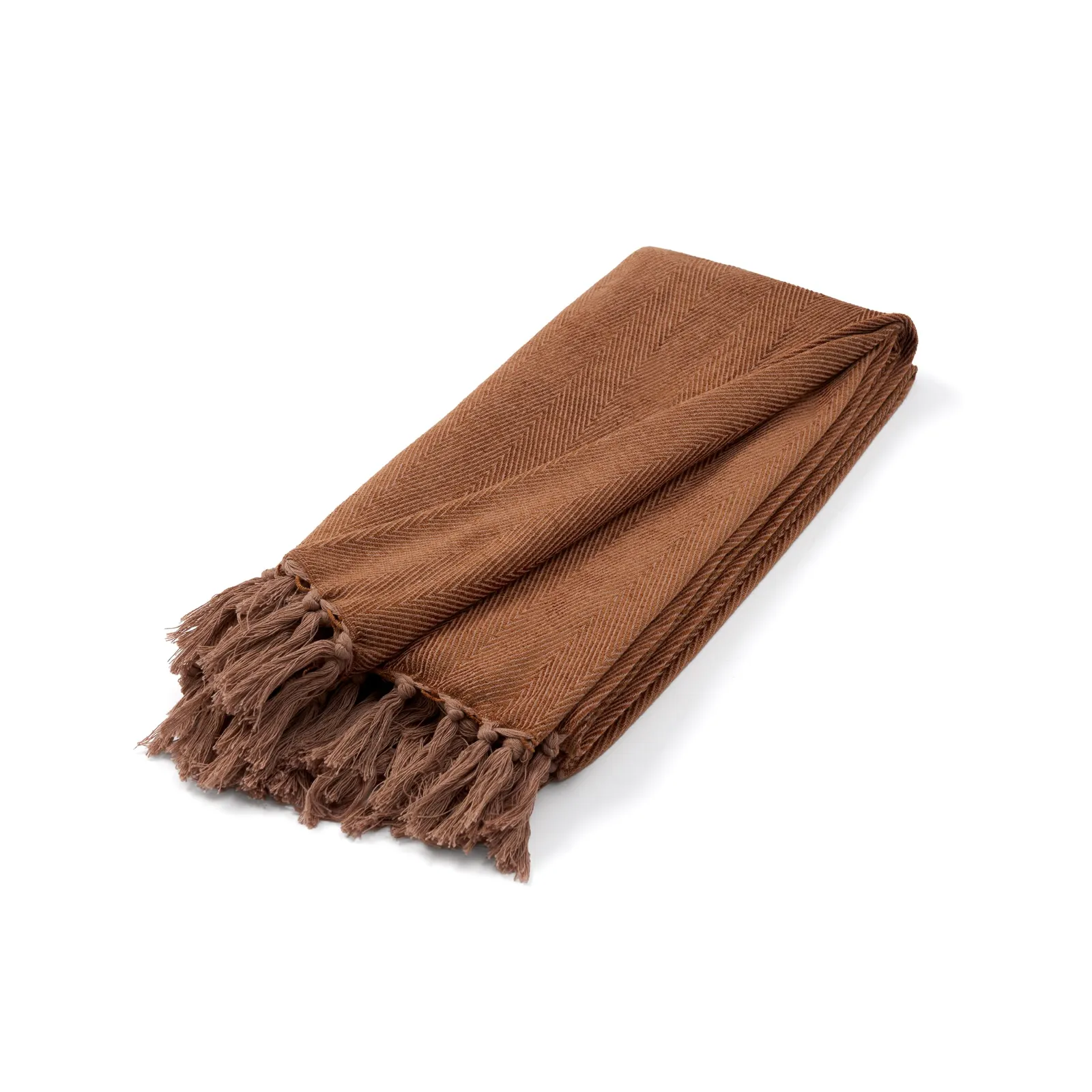 Herringbone Cotton Throw - Ginger